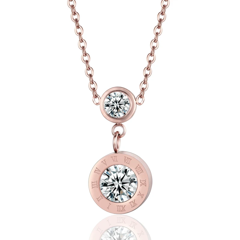 Shiny Small Crystal Hang Roman Crystal Pendant Necklace Stainless Steel Rose Gold Color Necklace Wholesale Best Gift For Women
Shiny Small Crystal Hang Roman Crystal Pendant Necklace Stainless Steel Rose Gold Color Necklace Wholesale Best Gift For Women