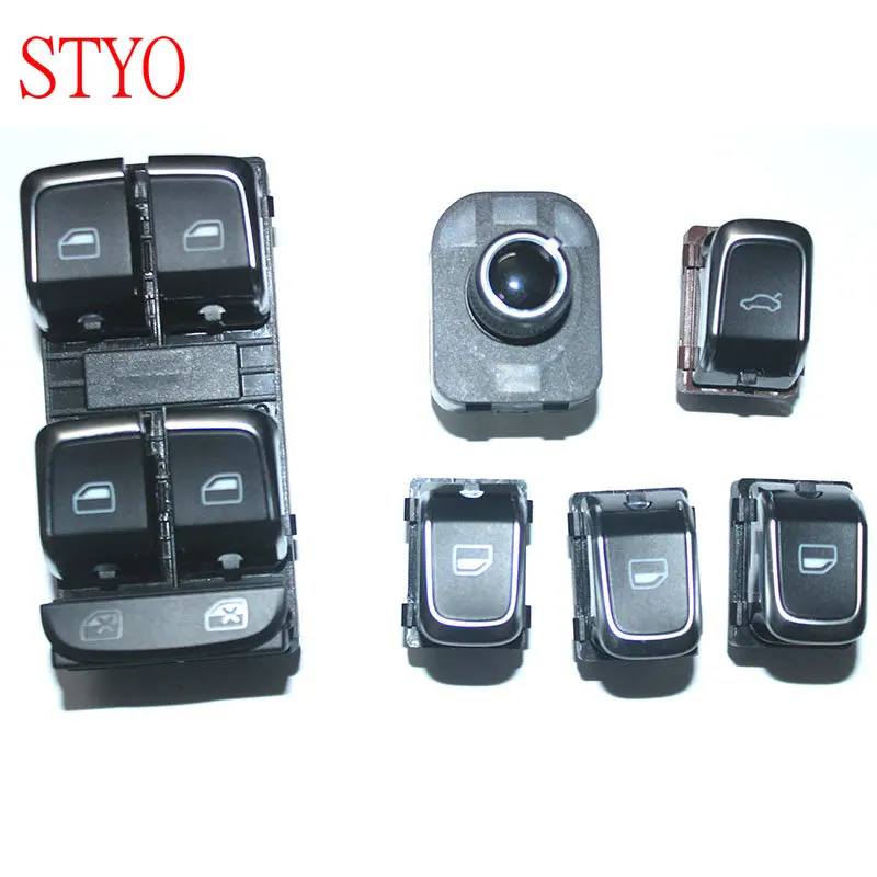 STYO 6pcs Car power window switch + Master Window Switch + Rear Mirror Button +Trunk Switch For A4 B8 A5 Q5
STYO 6pcs Car power window switch + Master Window Switch + Rear Mirror Button +Trunk Switch For A4 B8 A5 Q5