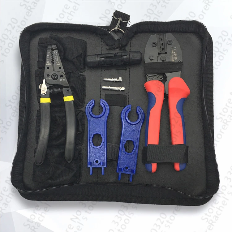 Solar Crimping tool kits for connectors solar cable 2.5,4,6mm2 with multi-functional wire stripper and spanner
Solar Crimping tool kits for connectors solar cable 2.5,4,6mm2 with multi-functional wire stripper and spanner