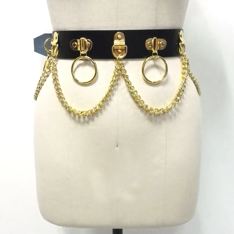 Customised Handmade Unisex Men Women Black Gold Leather Waist Belt Heavy Duty Gothic Bondage Circle Metal Chain Link Waist Strap
Customised Handmade Unisex Men Women Black Gold Leather Waist Belt Heavy Duty Gothic Bondage Circle Metal Chain Link Waist Strap