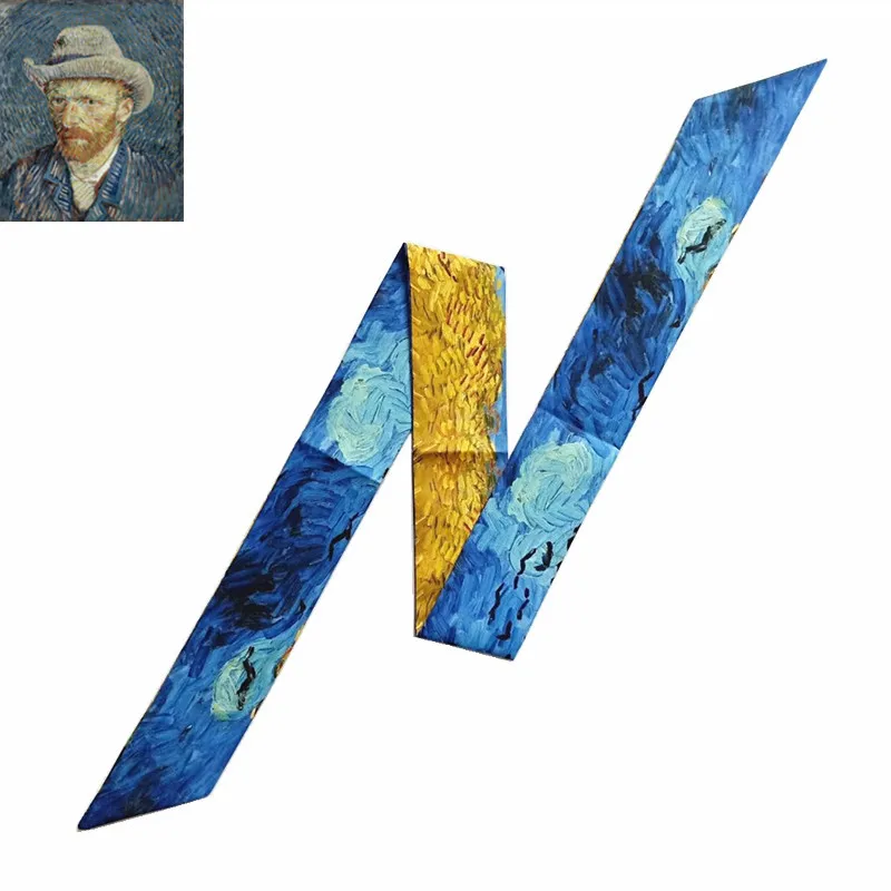 Van Gogh Oil Painting Multi-function Bag Scarves Skinny Scarves For Ladies 2020 New Design Silk Scarf Women Head Scarf kerchief
Van Gogh Oil Painting Multi-function Bag Scarves Skinny Scarves For Ladies 2020 New Design Silk Scarf Women Head Scarf kerchief
