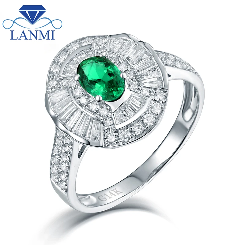 LANMI Lady Ring Solid 14K White Gold Natural Round Baguette Diamonds Green Zambia Emerald Rings for Engagement Fine Jewelry
LANMI Lady Ring Solid 14K White Gold Natural Round Baguette Diamonds Green Zambia Emerald Rings for Engagement Fine Jewelry