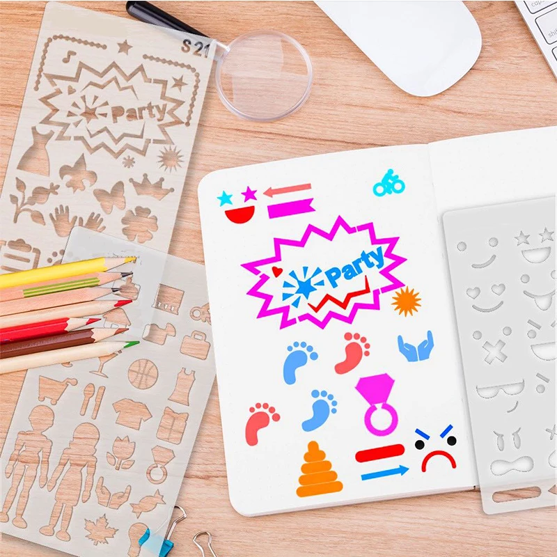 24PCS/SET PET hollow DIY Drawing Template Stencils Diary Scrapbooking pattern Stencil Geometric Ruler Stencil Drawing
24PCS/SET PET hollow DIY Drawing Template Stencils Diary Scrapbooking pattern Stencil Geometric Ruler Stencil Drawing
