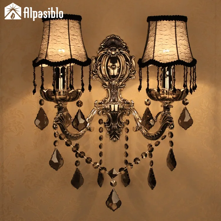 Modern Black Crystal Wall Lamps Luxury Lampen European Candle Led sconce wall Lampade Fixtures Cover Bed room Living Lights
Modern Black Crystal Wall Lamps Luxury Lampen European Candle Led sconce wall Lampade Fixtures Cover Bed room Living Lights