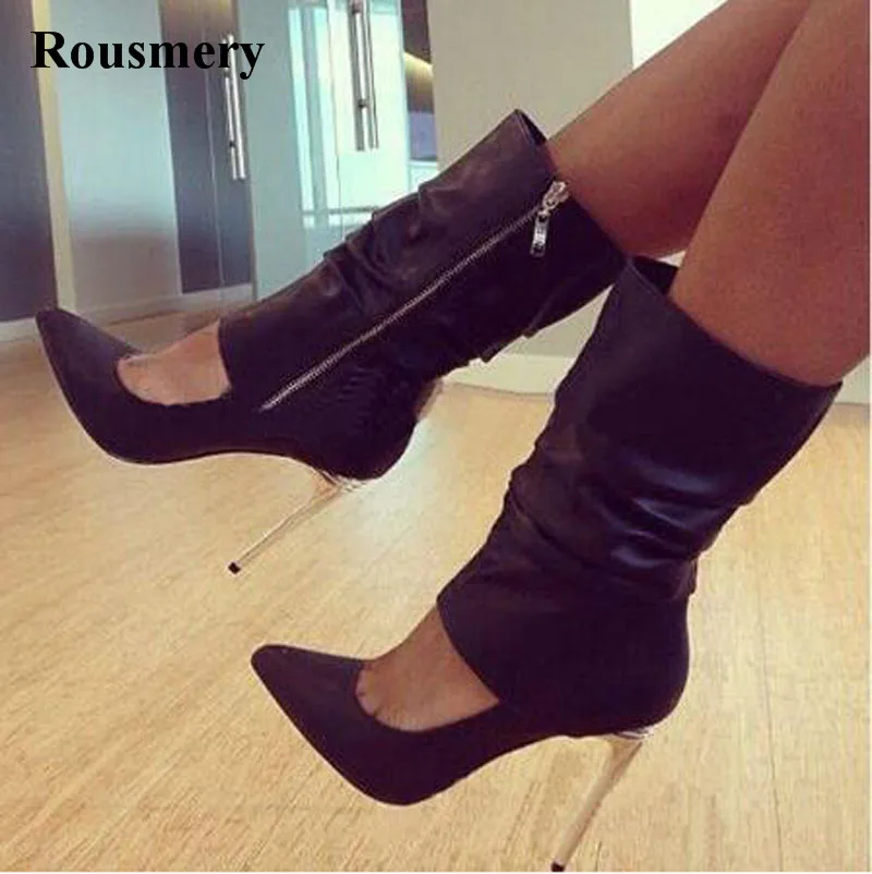 Women Fashion Pointed Toe Black Leather Gladiator Boots Cut-out Ankle Wrap Stiletto High Heel Short Boots Free Shipping
Women Fashion Pointed Toe Black Leather Gladiator Boots Cut-out Ankle Wrap Stiletto High Heel Short Boots Free Shipping