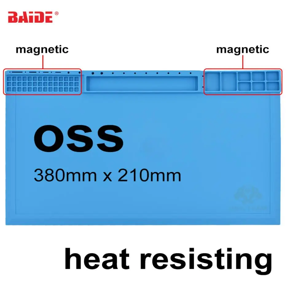 Silicone Mat 380mm x 210mm Magnetic Heat Insulation Pad for Maintenance BGA Soldering Station Phone Repair DIY Fix 10pcs/lot
Silicone Mat 380mm x 210mm Magnetic Heat Insulation Pad for Maintenance BGA Soldering Station Phone Repair DIY Fix 10pcs/lot