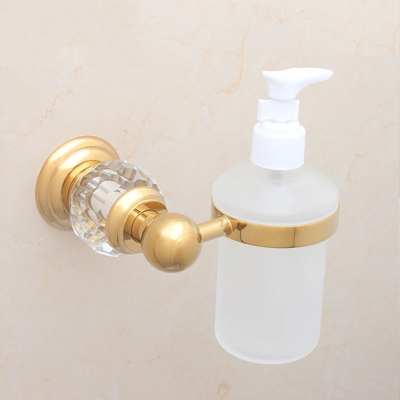 Luxury Crystal brass Wall Mounted Liquid Soap Dispenser With Gold Finish+Frosted Glass Container/bottle Bathroom products--MD790
Luxury Crystal brass Wall Mounted Liquid Soap Dispenser With Gold Finish+Frosted Glass Container/bottle Bathroom products--MD790