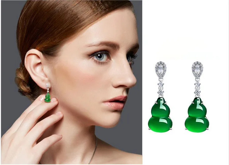 Genuine 925 silver inlaid gemstone natural ice species emerald chalcedony gourd Earrings
Genuine 925 silver inlaid gemstone natural ice species emerald chalcedony gourd Earrings