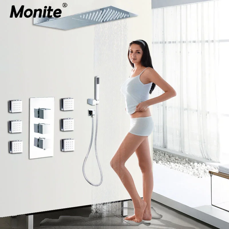 Monite Solid Brass Chrome Plating 3 Function Design Bathroom Shower Faucet Bath Shower Mixer Set Rainfall Shower Set Faucets
Monite Solid Brass Chrome Plating 3 Function Design Bathroom Shower Faucet Bath Shower Mixer Set Rainfall Shower Set Faucets