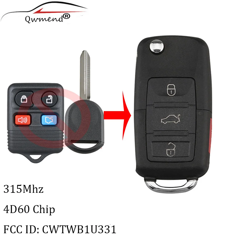 315Mhz Folding Remote Car Key For Ford CWTWB1U331 GQ43VT11T CWTWB1U322 CWTWB1U345 4Buttons With Transponder 4D60 chip
315Mhz Folding Remote Car Key For Ford CWTWB1U331 GQ43VT11T CWTWB1U322 CWTWB1U345 4Buttons With Transponder 4D60 chip