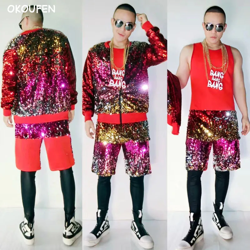 Super flash colorful red sequins Jacket hip hop baseball dance costumes nightclub Male singer DJ stage performance coat
Super flash colorful red sequins Jacket hip hop baseball dance costumes nightclub Male singer DJ stage performance coat
