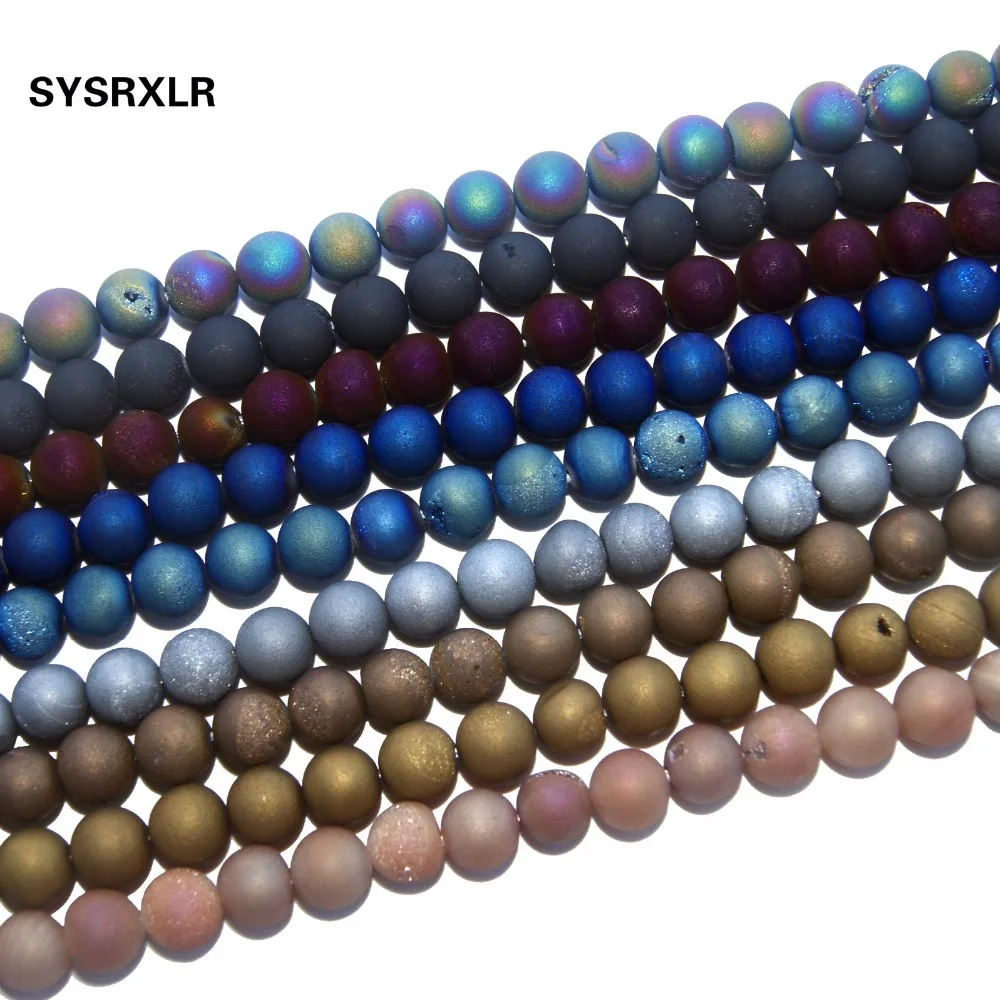 Natural Stone Metallic Titanium Coated Natural Druzy Quartz Agat Round Beads For Jewelry Making DIY Bracelet 6/8/10/12 MM Strand
Natural Stone Metallic Titanium Coated Natural Druzy Quartz Agat Round Beads For Jewelry Making DIY Bracelet 6/8/10/12 MM Strand