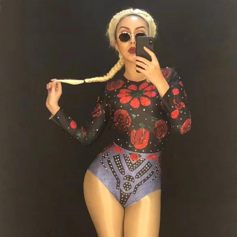 Women Stretch Flower Rhinestones Bodysuit Sexy Jazz Dance Leotard Nightclub Dj Ds Stage Performance Costume Rave Outfits DT552
Women Stretch Flower Rhinestones Bodysuit Sexy Jazz Dance Leotard Nightclub Dj Ds Stage Performance Costume Rave Outfits DT552