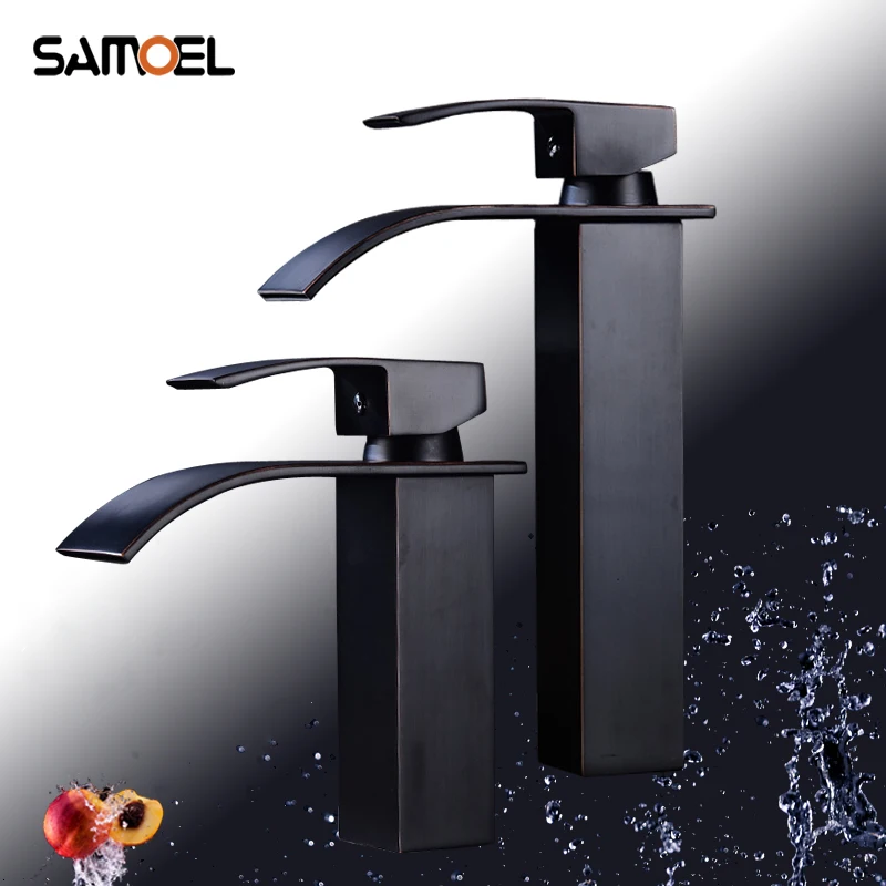 Black Bathroom Faucets Square Waterfall Hot and Cold Water Crane Black Bronze Basin Sink Mixer Tap B3325
Black Bathroom Faucets Square Waterfall Hot and Cold Water Crane Black Bronze Basin Sink Mixer Tap B3325