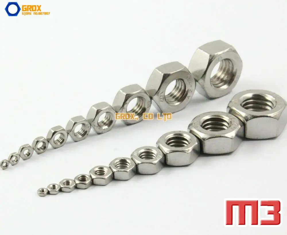 200 Pieces M3 304 Stainless Steel Metric Thread Hexagon Full Nuts DIN 934
200 Pieces M3 304 Stainless Steel Metric Thread Hexagon Full Nuts DIN 934