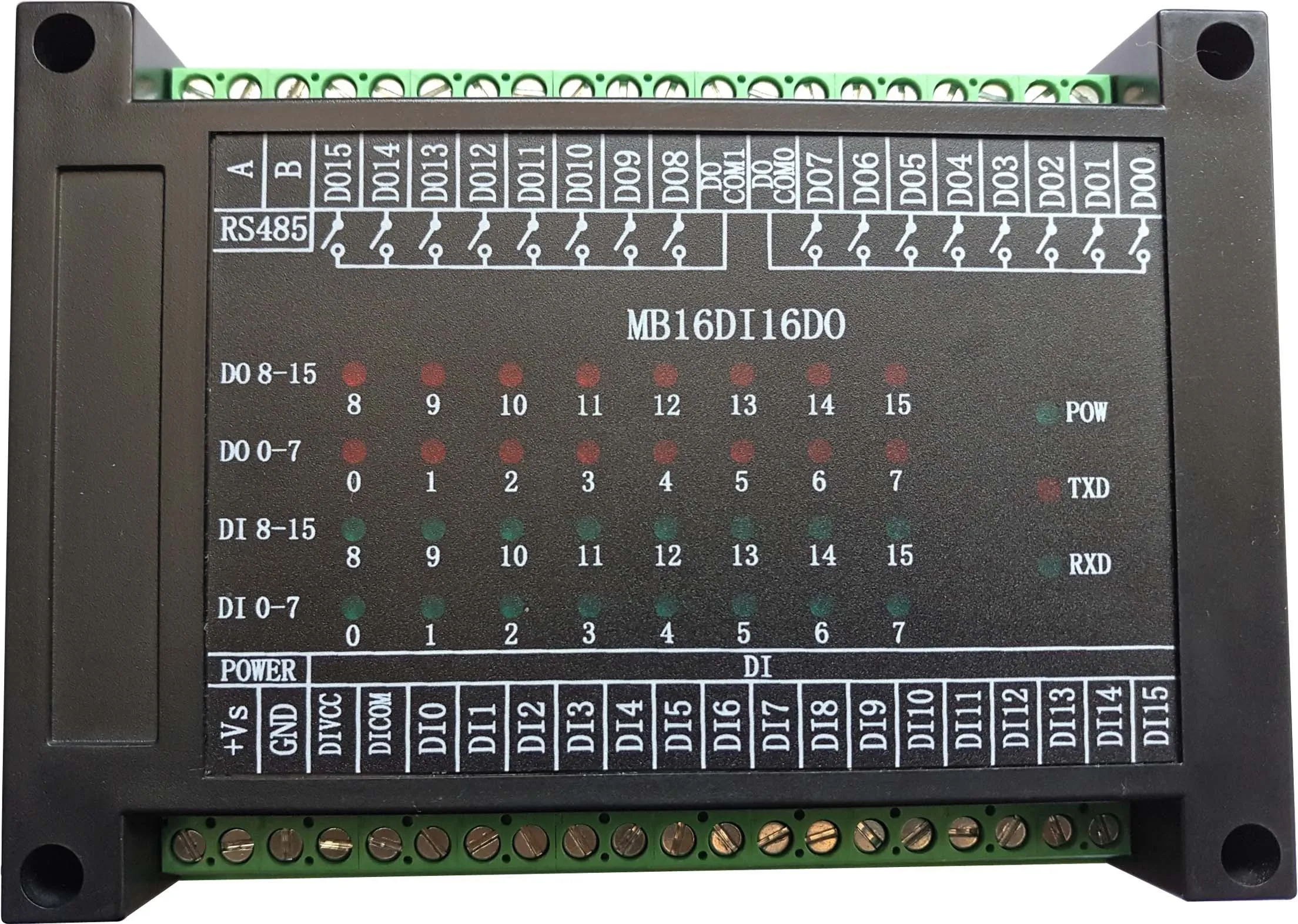 Switch Input and Output 16-way Open-in 16-way Relay Output Module RS485 MODBUS-RTU Communication
Switch Input and Output 16-way Open-in 16-way Relay Output Module RS485 MODBUS-RTU Communication
