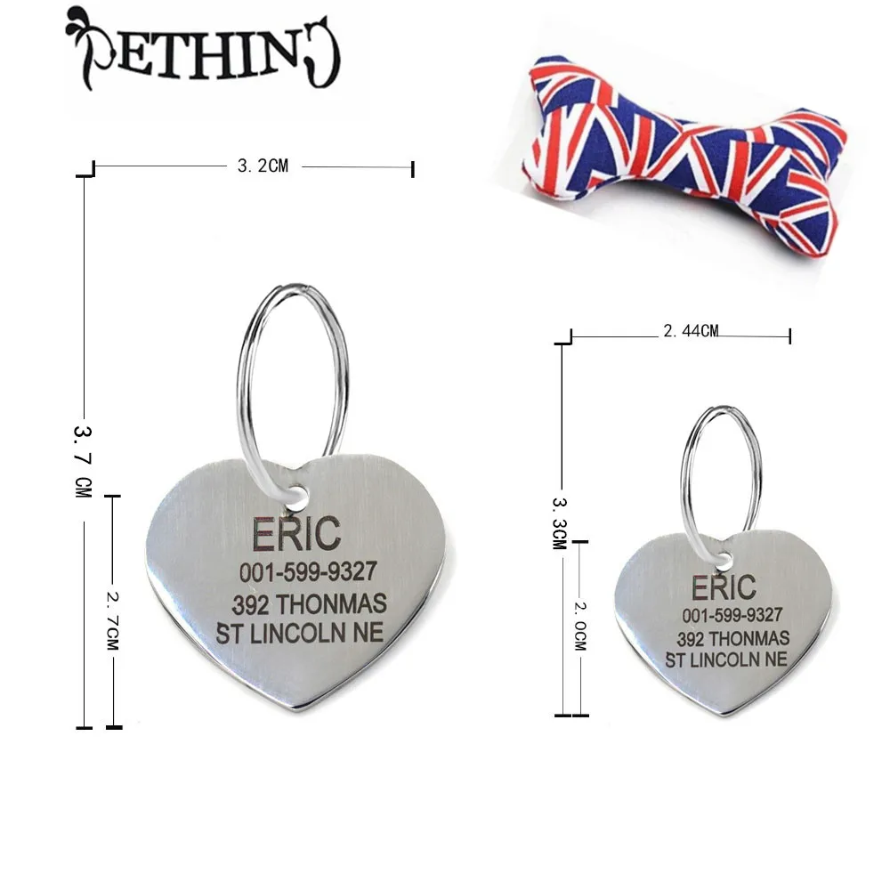 Free engraving text on front and back sides stainless steel pet id tag customized name address dog id collar free toys gift
Free engraving text on front and back sides stainless steel pet id tag customized name address dog id collar free toys gift