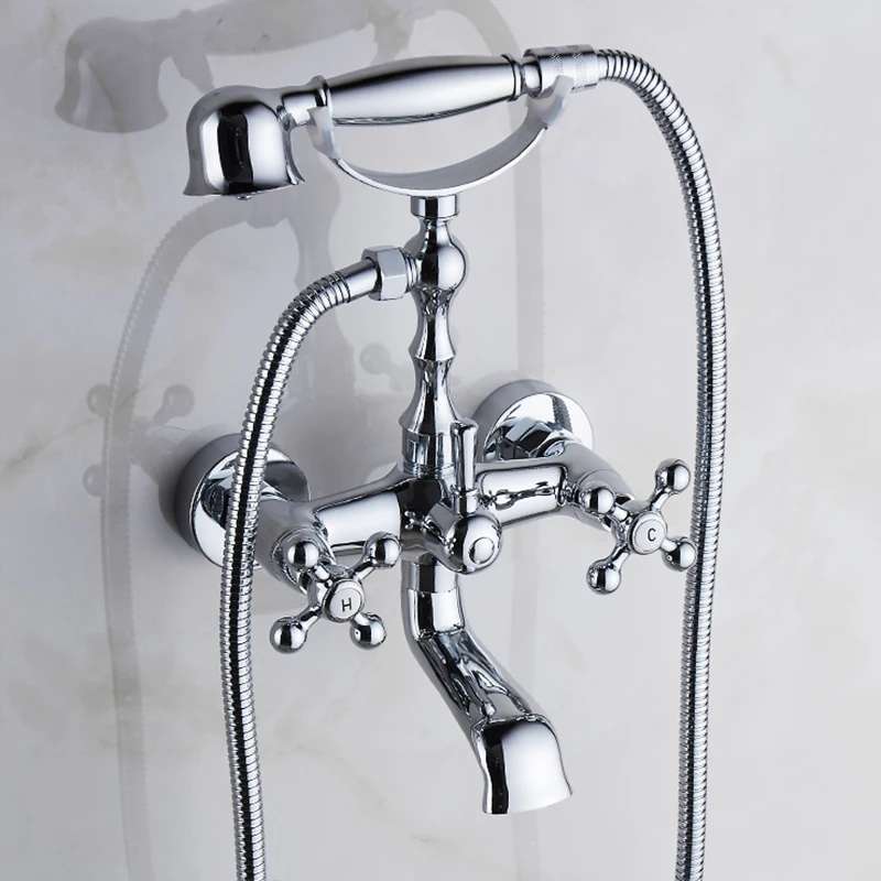 Vidric Bathtub Faucet Brass Chrome Silver Wall Mounted Rain Shower Faucet Round Handheld 2 Handle Luxury Bathroom Mixer Tap S
Vidric Bathtub Faucet Brass Chrome Silver Wall Mounted Rain Shower Faucet Round Handheld 2 Handle Luxury Bathroom Mixer Tap S