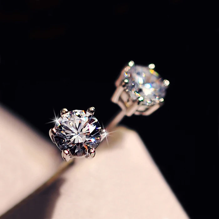 Hearts & Arrows cut Top Quality 6 Prongs Sparkling 2 carat CZ Crystal Single Stone Earring Fashion Brilliant Women Jewelry
Hearts & Arrows cut Top Quality 6 Prongs Sparkling 2 carat CZ Crystal Single Stone Earring Fashion Brilliant Women Jewelry