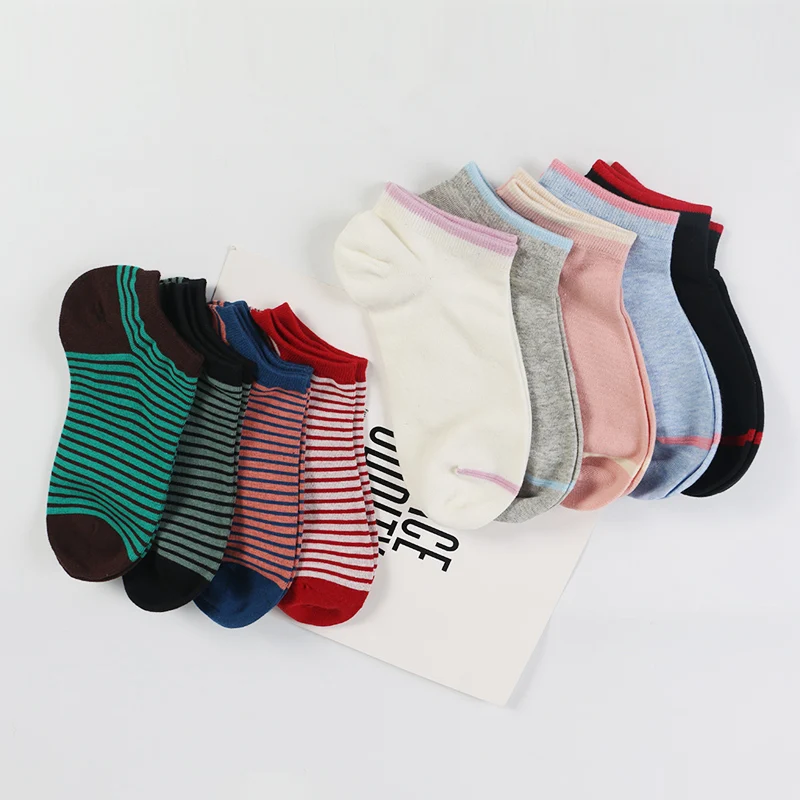 DONG AI casual combed cotton plain head color strips thin horizontal hand-stitched women's boat socks
DONG AI casual combed cotton plain head color strips thin horizontal hand-stitched women's boat socks