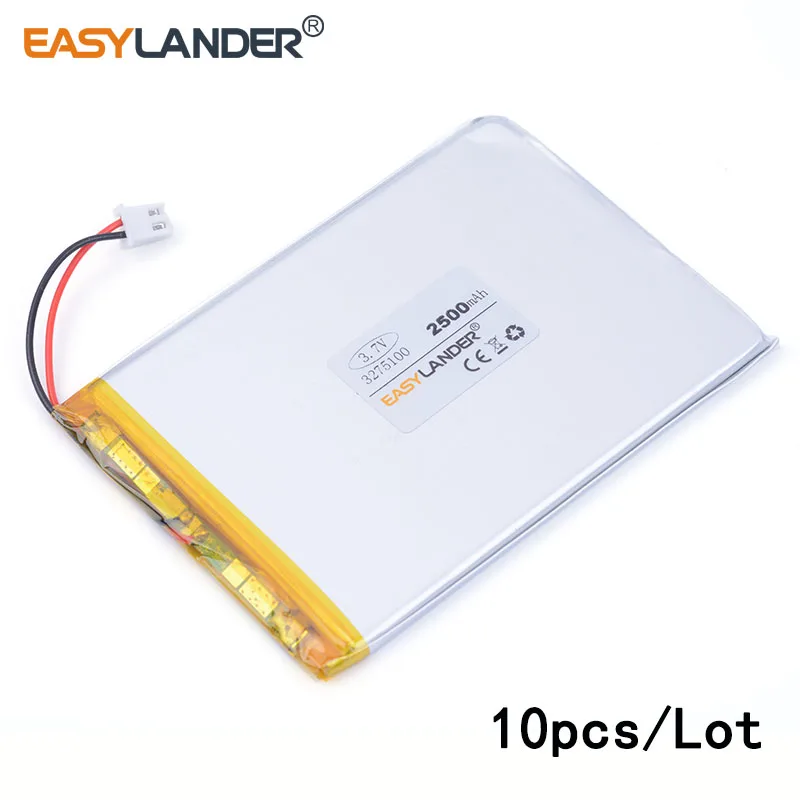 10pcs /Lot 3275100 2500mAh 3.7V lithium Li ion polymer rechargeable batteryFor Tablet Pc DIY Power mobile Power bank PAD DVD
10pcs /Lot 3275100 2500mAh 3.7V lithium Li ion polymer rechargeable batteryFor Tablet Pc DIY Power mobile Power bank PAD DVD
