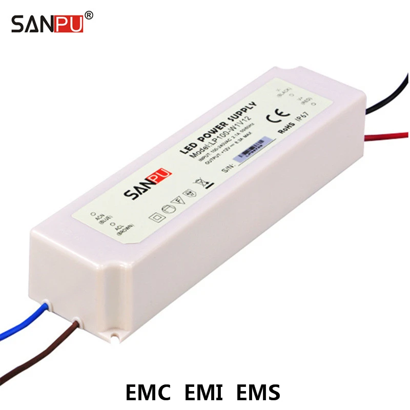 SANPU SMPS EMC EMI EMS Switching Power Supply 12V 100W AC-DC LED Driver Waterproof IP67 Plastic (Replace MeanWell LPV-100-12)
SANPU SMPS EMC EMI EMS Switching Power Supply 12V 100W AC-DC LED Driver Waterproof IP67 Plastic (Replace MeanWell LPV-100-12)