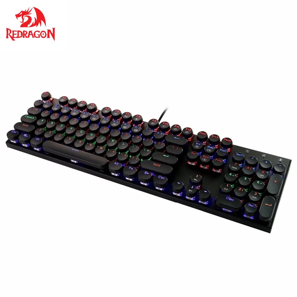 Redragon K350S Retro Keyboard with led Mechanic Clicky 104 Keys Compact Typewriter Keyboard Round Keycap Punk Style Blue
Redragon K350S Retro Keyboard with led Mechanic Clicky 104 Keys Compact Typewriter Keyboard Round Keycap Punk Style Blue