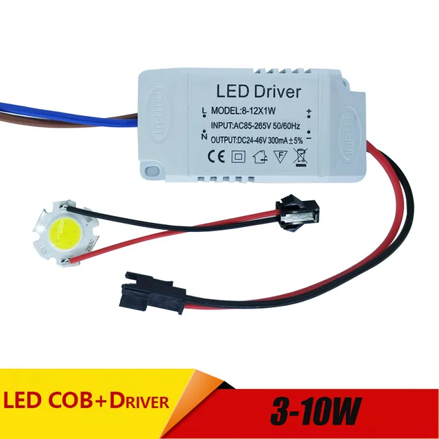 3W 5W 7W 10W COB LED +driver power supply built-in constant current Lighting 85-265V Output 300mA Transformer DIY high brightnes
3W 5W 7W 10W COB LED +driver power supply built-in constant current Lighting 85-265V Output 300mA Transformer DIY high brightnes