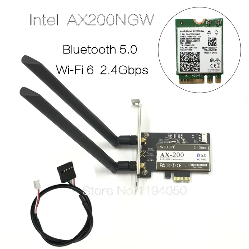 Беспроводной настольный адаптер AX200 для AX200NGW, Wi-Fi 6, Bluetooth 5,0, двухдиапазонный, 2400 Мбит/с, PCI Express, Wi-Fi адаптер AX200802.11axWindows 10
Беспроводной настольный адаптер AX200 для AX200NGW, Wi-Fi 6, Bluetooth 5,0, двухдиапазонный, 2400 Мбит/с, PCI Express, Wi-Fi адаптер AX200802.11axWindows 10