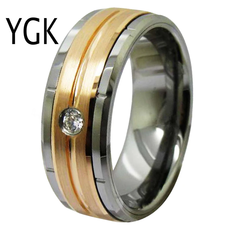 Classic Wedding Jewelry Lover's Ring Rose Golden With Stone Silver Tungsten Ring Bridegroom Wedding Engagement Anniversary Ring
Classic Wedding Jewelry Lover's Ring Rose Golden With Stone Silver Tungsten Ring Bridegroom Wedding Engagement Anniversary Ring
