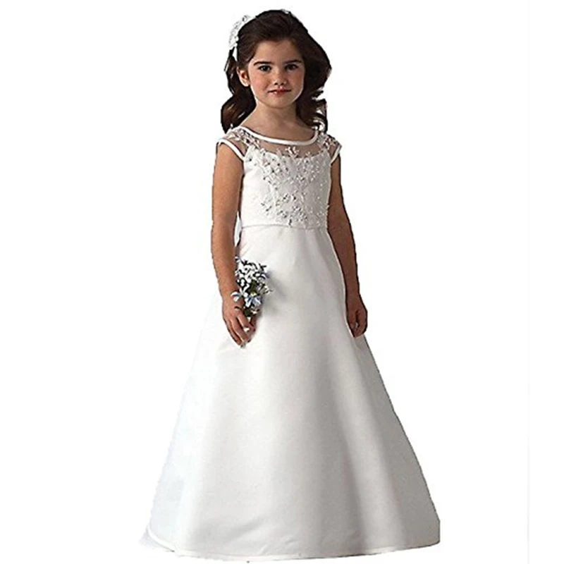 Sheer Neckline Flowers Satin A Line Kids Girls Party Dress Flower Girls Dress For Wedding Formal Wear 2 3 4 5 6 7 8 9 10 12 Year
Sheer Neckline Flowers Satin A Line Kids Girls Party Dress Flower Girls Dress For Wedding Formal Wear 2 3 4 5 6 7 8 9 10 12 Year