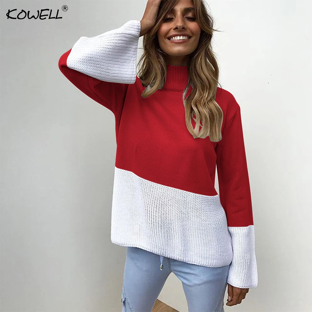 Two Colors Patchwork Cotton Women Sweaters and Pullovers Autumn Winter Long Sleeve Knitted Loose Women Tops Casual Sweater Women
Two Colors Patchwork Cotton Women Sweaters and Pullovers Autumn Winter Long Sleeve Knitted Loose Women Tops Casual Sweater Women