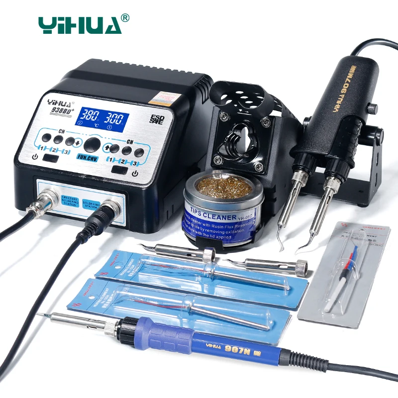 Паяльная станция YIHUA 938BD + с двойным пинцетом, мощный паяльный аппарат Hihg, набор инструментов
Паяльная станция YIHUA 938BD + с двойным пинцетом, мощный паяльный аппарат Hihg, набор инструментов