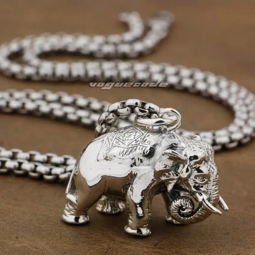 LINSION 925 Sterling Silver Running Elephants Mens Biker Rock Punk Pendant 8P023
LINSION 925 Sterling Silver Running Elephants Mens Biker Rock Punk Pendant 8P023