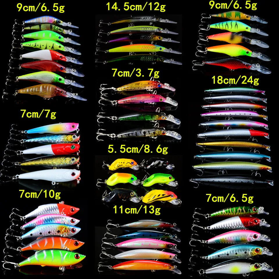 LINGYUE 58pcs/lot Hard Baits Set Mixed Minnow/Pencil/VIB and Hard Frog Bait 10 Different Style Wobblers Fishing Tackle Wholesale
LINGYUE 58pcs/lot Hard Baits Set Mixed Minnow/Pencil/VIB and Hard Frog Bait 10 Different Style Wobblers Fishing Tackle Wholesale