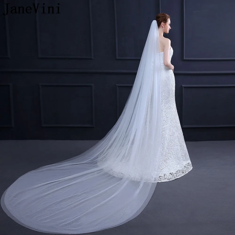 JaneVini Simple White 3M Cathedral Long Wedding Veils Two Layers Cut Edge Tulle Bridal Veils with Comb Women Wedding Accessories
JaneVini Simple White 3M Cathedral Long Wedding Veils Two Layers Cut Edge Tulle Bridal Veils with Comb Women Wedding Accessories
