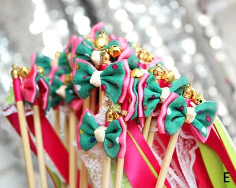 New arrive Custom bowknot party celebrate ribbon wands with bell fairy wedding /birthday /christmas decoration
New arrive Custom bowknot party celebrate ribbon wands with bell fairy wedding /birthday /christmas decoration