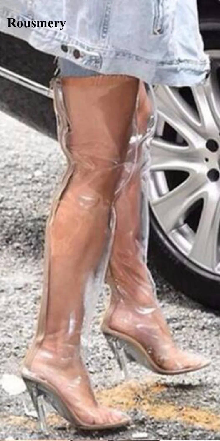 2017 New Fashion Women Pointed Toe PVC Thick Heel Over Knee Boots Sexy Transparent Crystal High Heel Boots Free Shipping
2017 New Fashion Women Pointed Toe PVC Thick Heel Over Knee Boots Sexy Transparent Crystal High Heel Boots Free Shipping