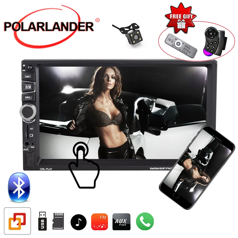 7''2Din Car Radio Bluetooth FM/TF/USB/AUX MP5 Stereo Mirror Link for Android GPS
7''2Din Car Radio Bluetooth FM/TF/USB/AUX MP5 Stereo Mirror Link for Android GPS