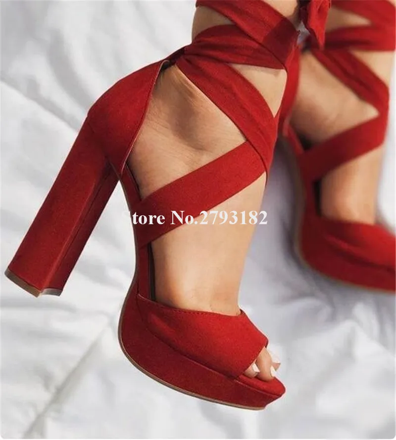 Women New Fashion Suede Leather High Platform Gladiator Sandals Lace-up Red Ankle Wrap High Heel Sandals Dress Shoes
Women New Fashion Suede Leather High Platform Gladiator Sandals Lace-up Red Ankle Wrap High Heel Sandals Dress Shoes