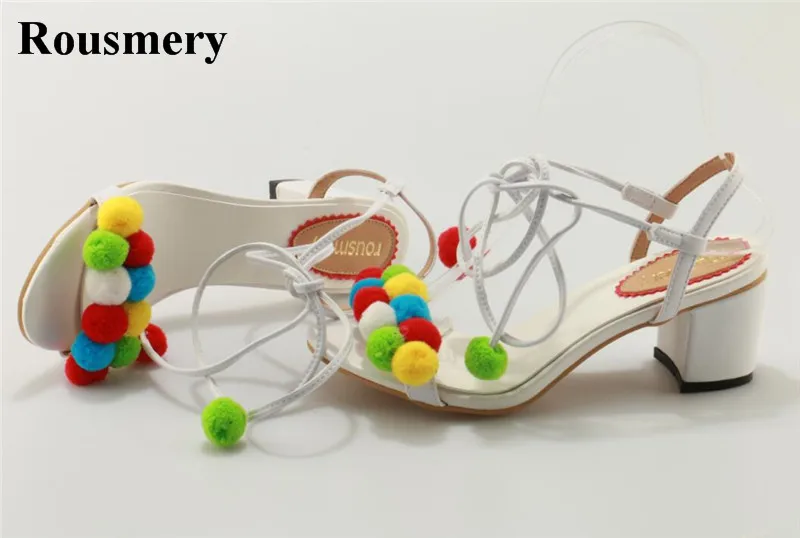 Women New Design White Leather Lace-up Mix-color Ball Design Thick Heel Sandals Gladiator Sandals Ladies Beach Sandals
Women New Design White Leather Lace-up Mix-color Ball Design Thick Heel Sandals Gladiator Sandals Ladies Beach Sandals