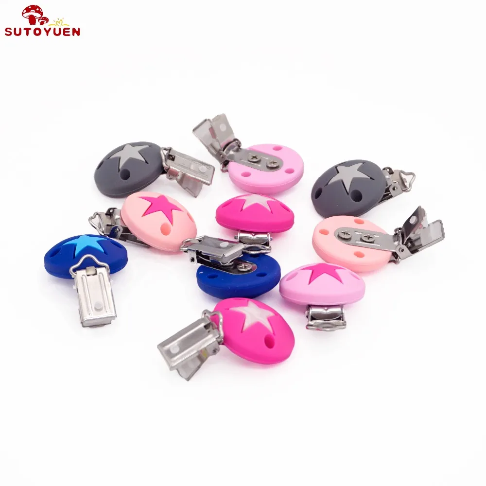10pcs SUTOYUEN Round Star Silicone Pacifier Clips BPA Free Silicone Clip Baby teething DIY Crafts Charms Bead Accessories
10pcs SUTOYUEN Round Star Silicone Pacifier Clips BPA Free Silicone Clip Baby teething DIY Crafts Charms Bead Accessories