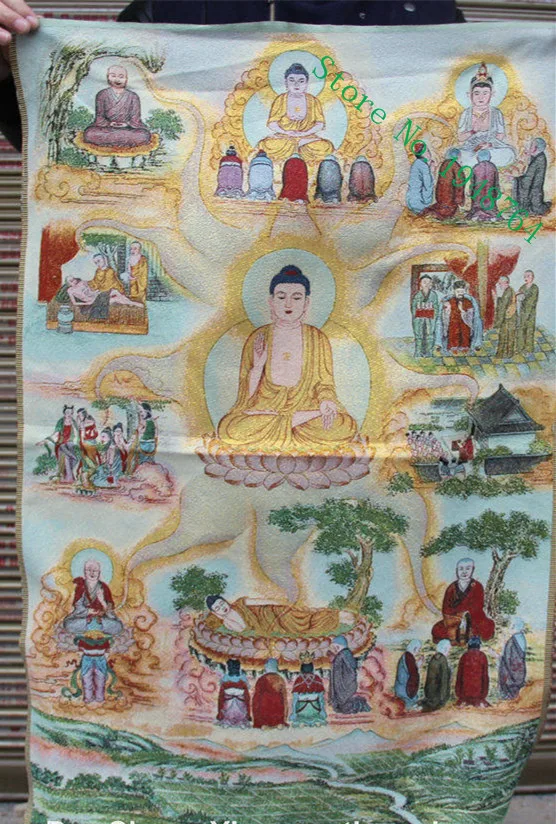 36 inch Silk embroidery Shakyamuni Amitabha Buddha Tathagata Thangka Paintings Mural
36 inch Silk embroidery Shakyamuni Amitabha Buddha Tathagata Thangka Paintings Mural