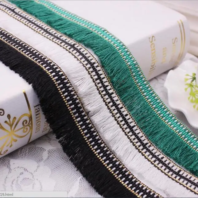 45yds Gold Yarn Polyester Cotton Tassel Lace Trim Ethnic Fringe Lace Ribbon DIY Sewing Clothing Hat Curtain Accessories Webbing
45yds Gold Yarn Polyester Cotton Tassel Lace Trim Ethnic Fringe Lace Ribbon DIY Sewing Clothing Hat Curtain Accessories Webbing