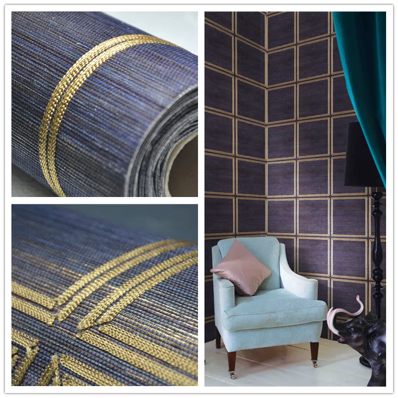 blue color dark golden metallic backing sisal wallpaper for living room spa decoration
blue color dark golden metallic backing sisal wallpaper for living room spa decoration