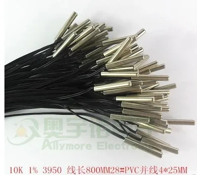Fast Free ship 50pcs/lot 4*25mm shell 10K 1% 3950 28 # PVC duoubling wire length 800mm NTC thermistor temperature sensor
Fast Free ship 50pcs/lot 4*25mm shell 10K 1% 3950 28 # PVC duoubling wire length 800mm NTC thermistor temperature sensor