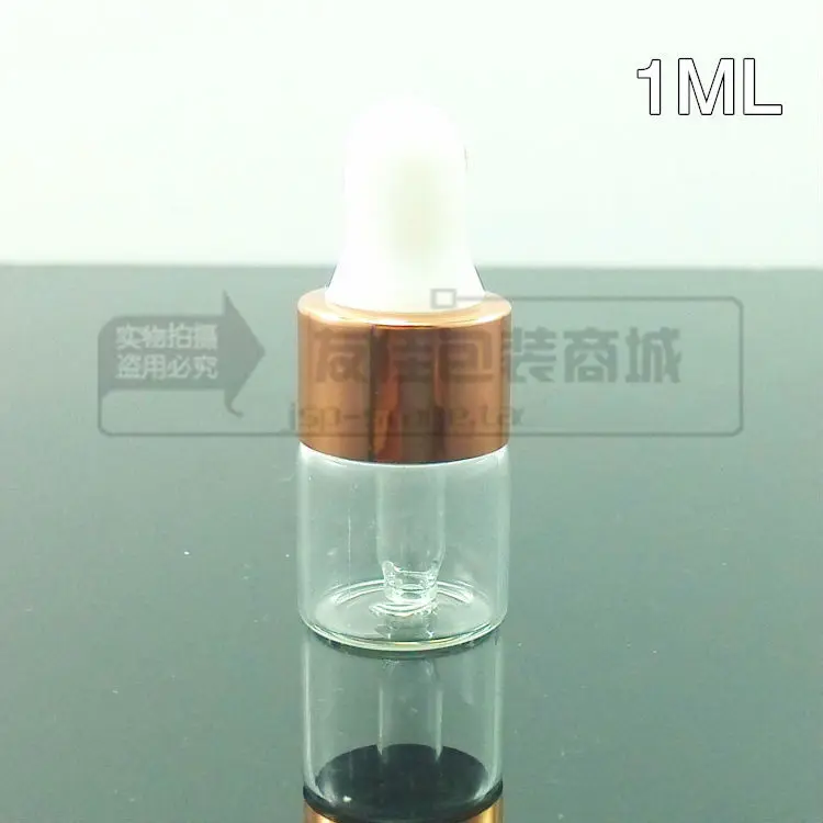 100pcs/lot 1ml clear/transparent Glass Essential Oil Bottle With bronze ring+white rubber dropper lid, mini glass dropper bottle
100pcs/lot 1ml clear/transparent Glass Essential Oil Bottle With bronze ring+white rubber dropper lid, mini glass dropper bottle