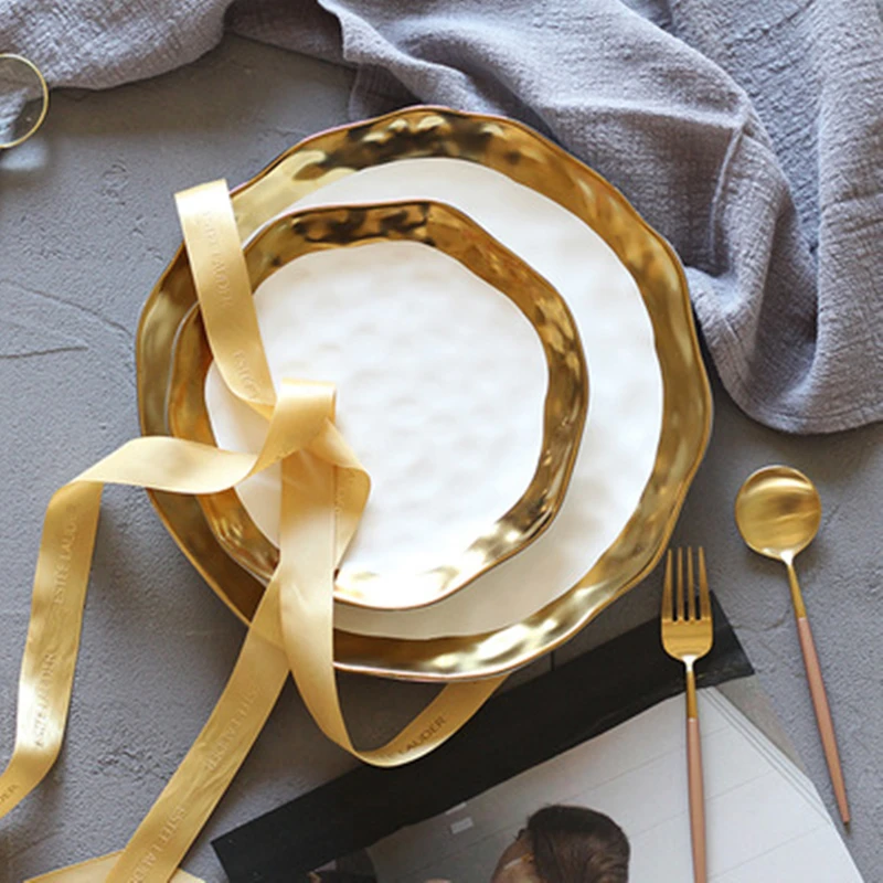 Ceramic Plate Dinner Tray White Plate With Gold Edge Bowl Dessert Dish Vajilla Pasta Dishes Food Tray Container Platos Bowl 1pcs
Ceramic Plate Dinner Tray White Plate With Gold Edge Bowl Dessert Dish Vajilla Pasta Dishes Food Tray Container Platos Bowl 1pcs