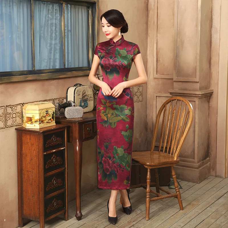 Sheng Coco Chinese Silk Cheongsam Dresses Women Chinese Style Fresh Elegant Qualities Long Party Cheongsam Qipao Purple Red C013
Sheng Coco Chinese Silk Cheongsam Dresses Women Chinese Style Fresh Elegant Qualities Long Party Cheongsam Qipao Purple Red C013