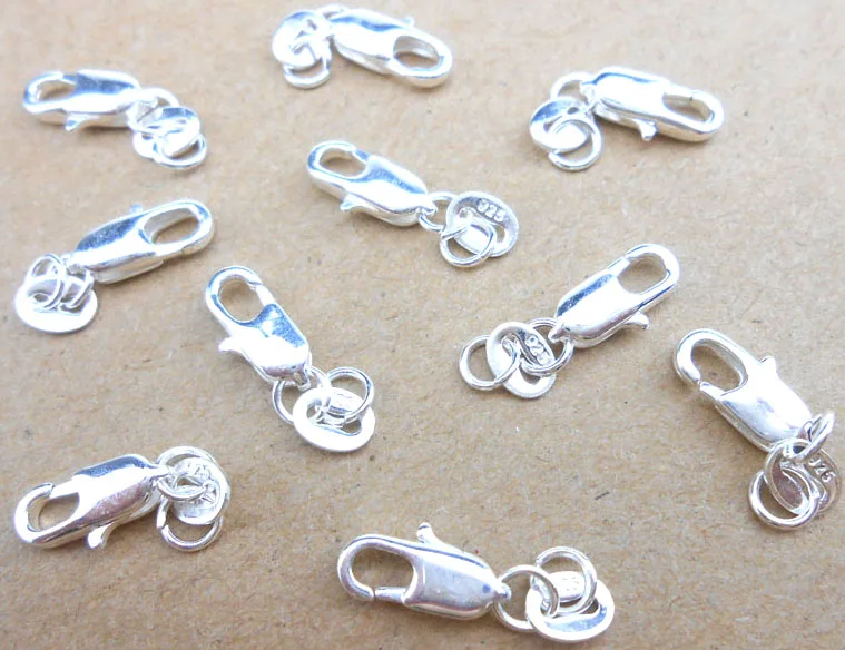 Wholesale Jewelry Findings 20PCS Real Pure 925 Stamped Silver Lobster Clasps With 925 Tag For Necklace+Opening Jump Rings LOGO
Wholesale Jewelry Findings 20PCS Real Pure 925 Stamped Silver Lobster Clasps With 925 Tag For Necklace+Opening Jump Rings LOGO